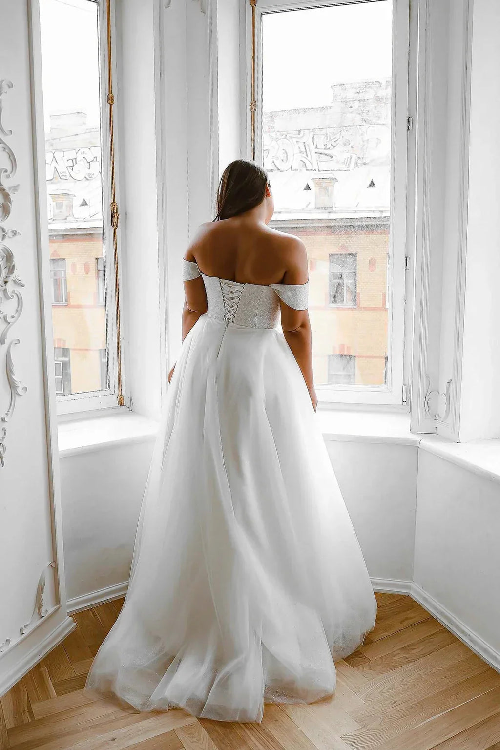 Off-Shoulder Tulle Floor-Length Wedding Dress - Chloe Dress