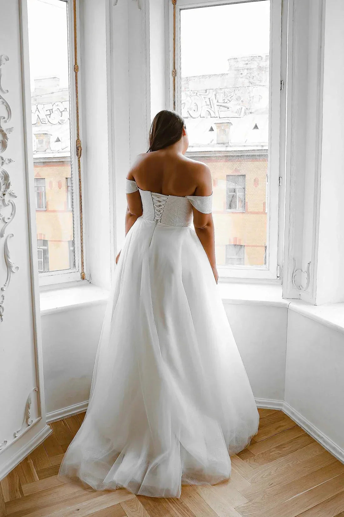 Off-Shoulder Tulle Floor-Length Wedding Dress - Chloe Dress