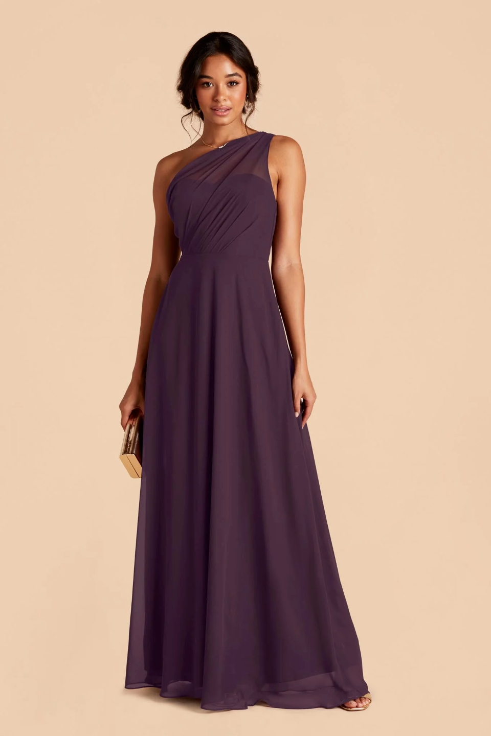 One-Shoulder Chiffon Floor-Length Wedding Dress - Chloe Dress