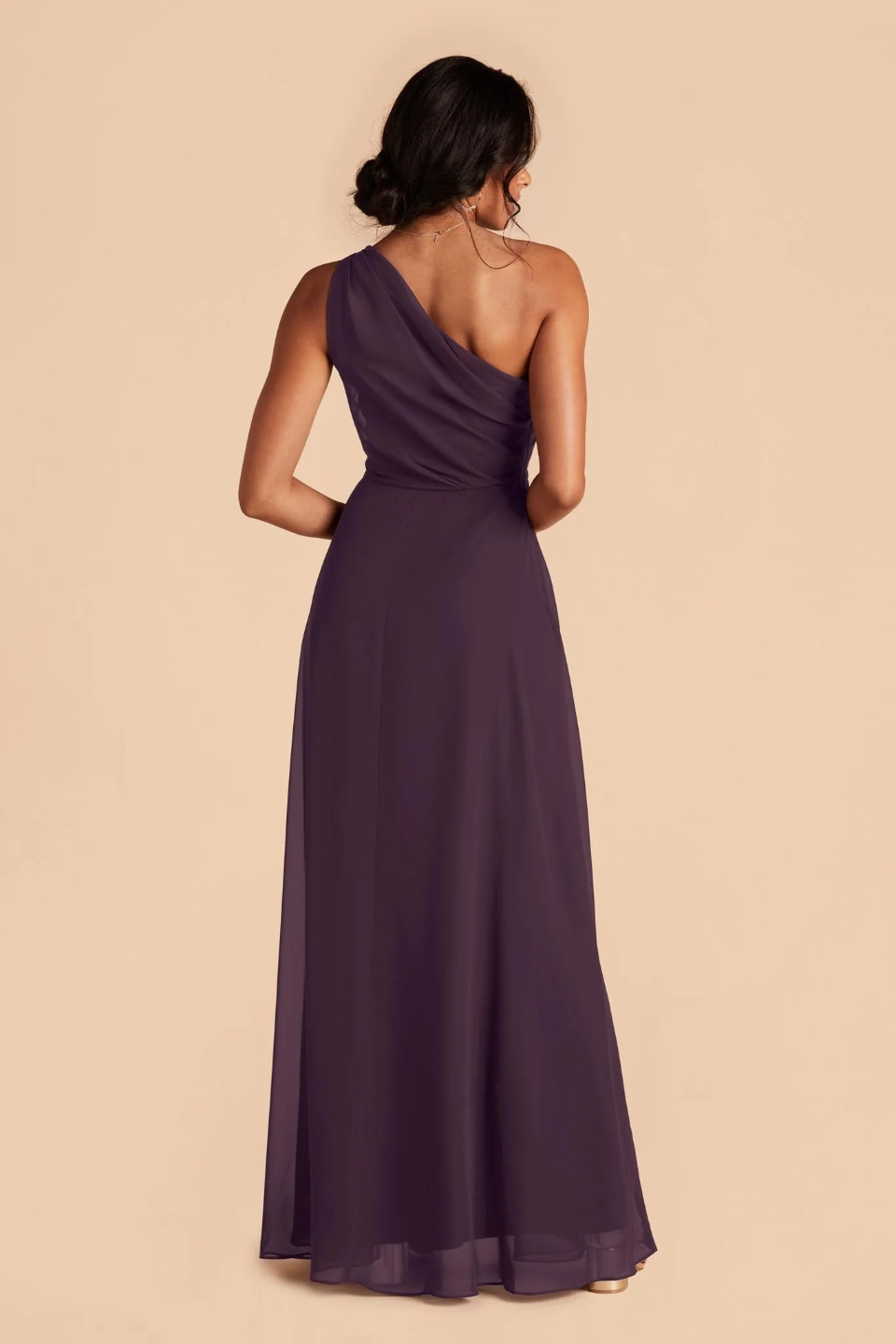 One-Shoulder Chiffon Floor-Length Wedding Dress - Chloe Dress