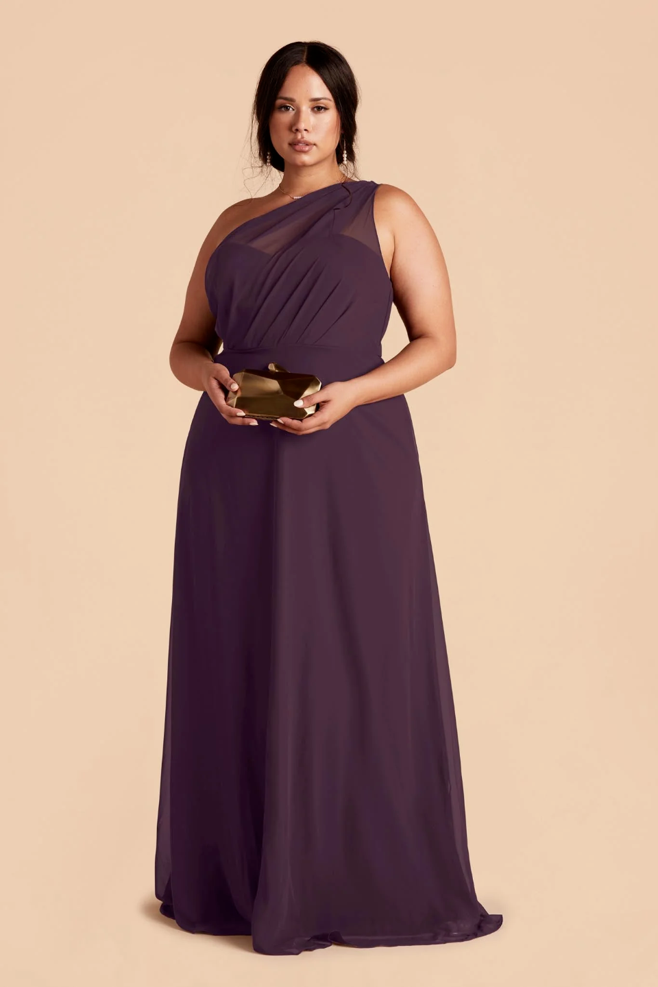 One-Shoulder Chiffon Floor-Length Wedding Dress - Chloe Dress