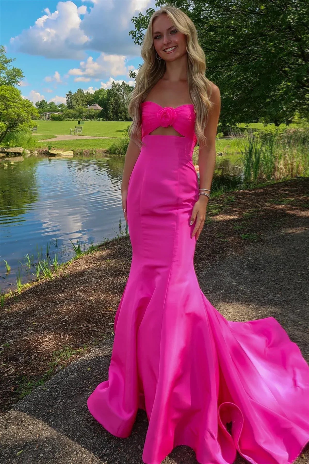 Mermaid Sweetheart Satin Cutout Prom Dress - Chloe Dress