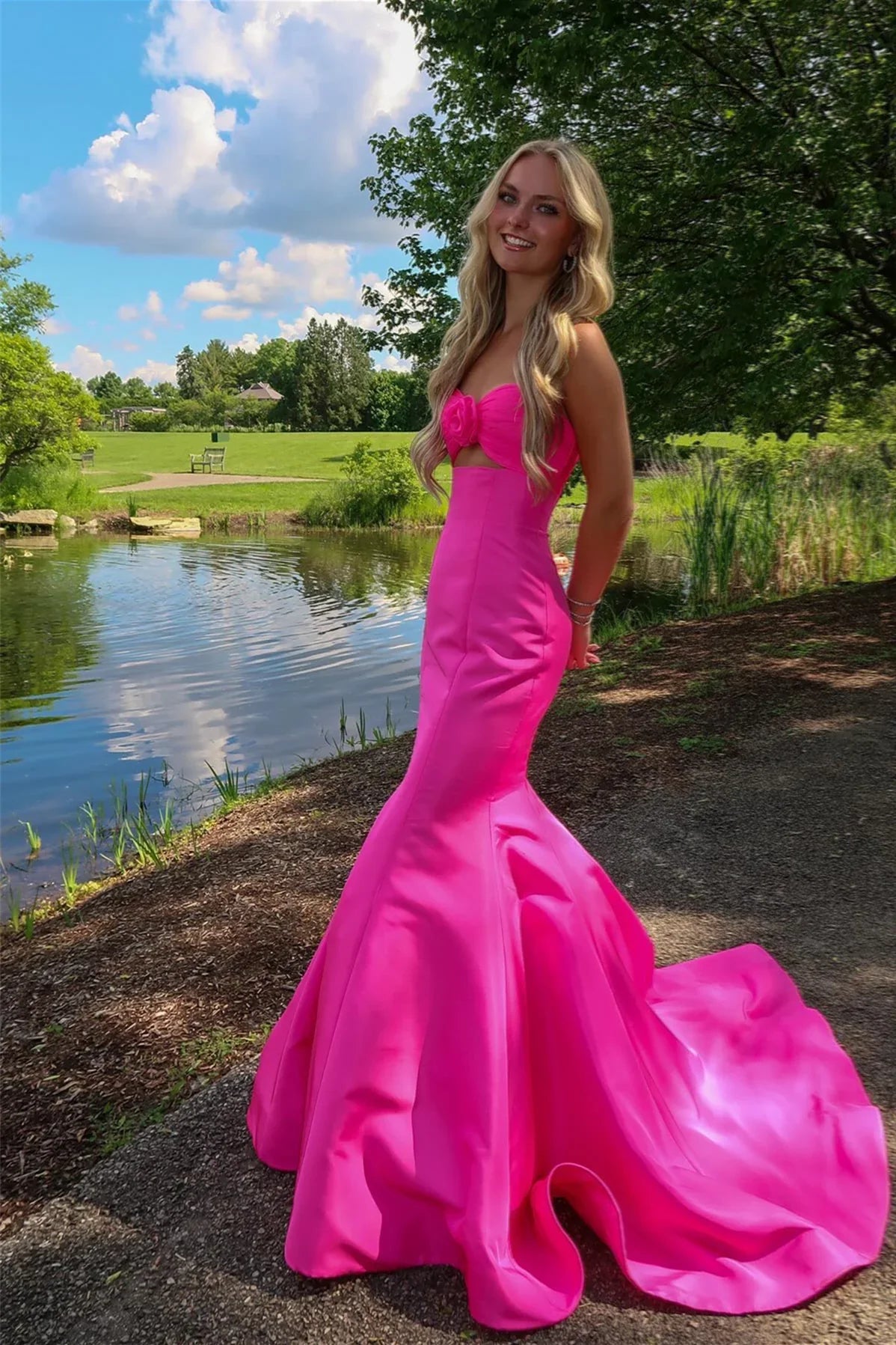 Mermaid Sweetheart Satin Cutout Prom Dress - Chloe Dress
