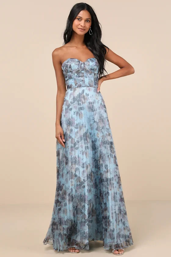 Sweetheart Lace Pleated Floor-Length Prom Dress - Chloe Dress