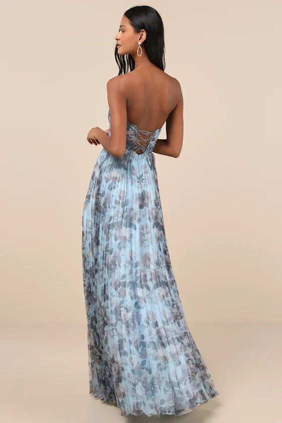 Sweetheart Lace Pleated Floor-Length Prom Dress - Chloe Dress