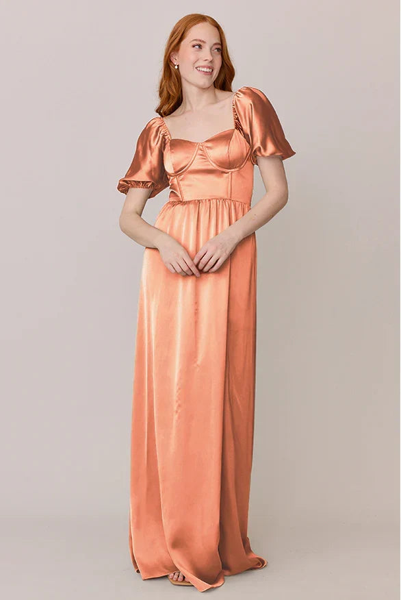 A-Line Sweetheart Puff Sleeve Floor-Length Wedding Dress - Chloe Dress