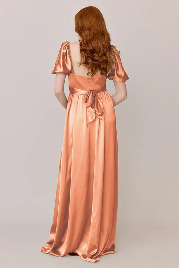 A-Line Sweetheart Puff Sleeve Floor-Length Wedding Dress - Chloe Dress