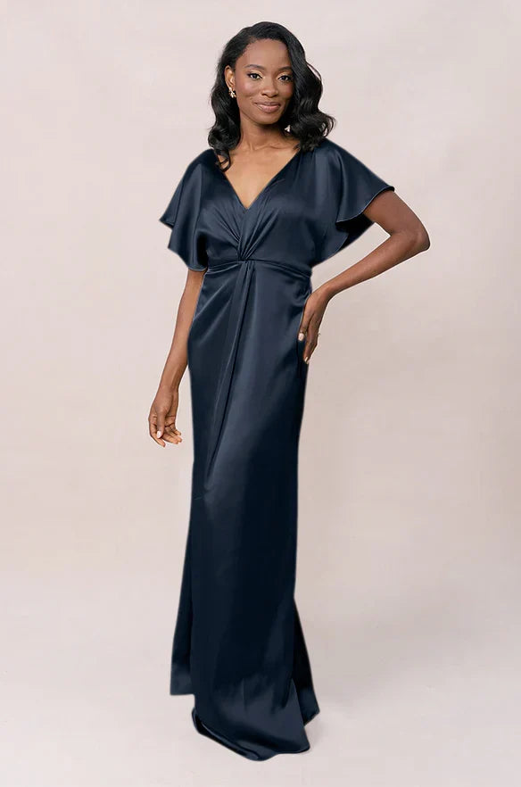Mermaid V-Neck Satin Open Back Wedding Dress - Chloe Dress