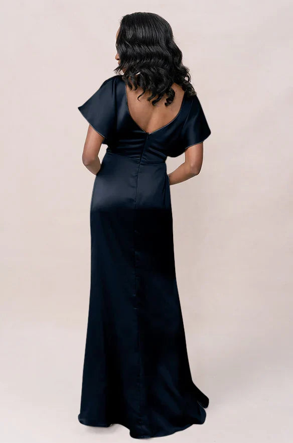 Mermaid V-Neck Satin Open Back Wedding Dress - Chloe Dress