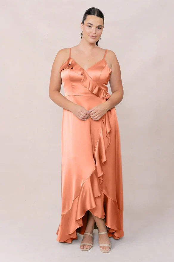 A-Line V-Neck Ruffled Wedding Dress - Chloe Dress