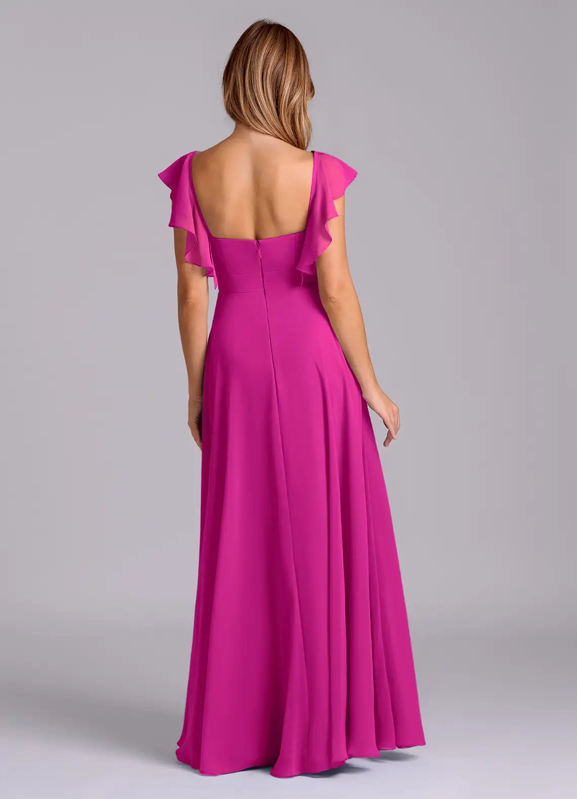 Sweetheart Chiffon Open Back Ruffled Wedding Dress - Chloe Dress