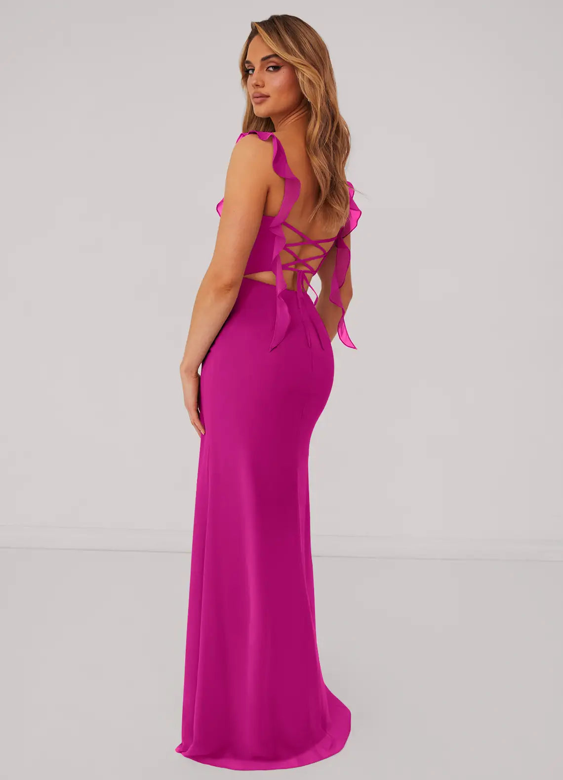 Chiffon High Slit Wedding Dress - Chloe Dress