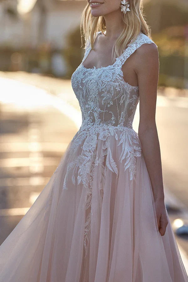 Lace Train Wedding Dress - Chloe Dress