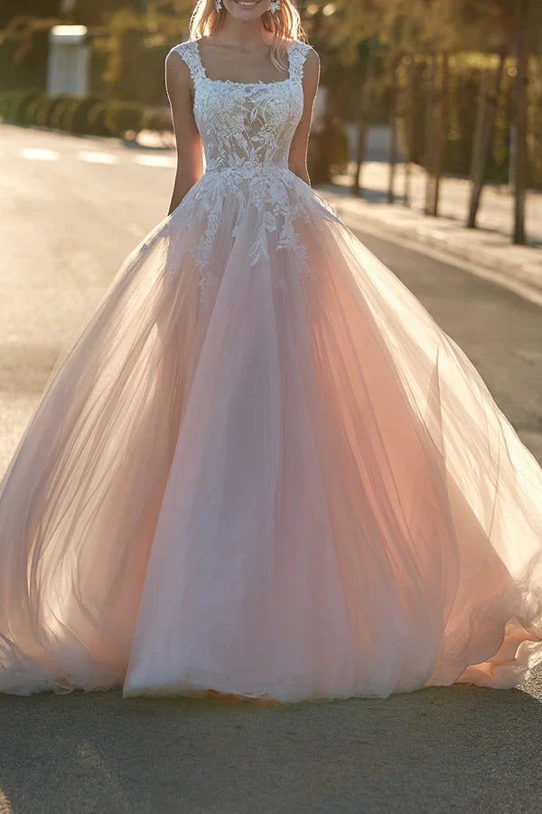 Lace Train Wedding Dress - Chloe Dress