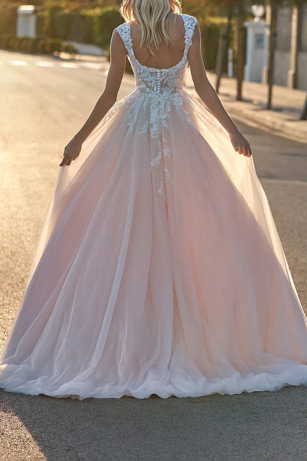 Lace Train Wedding Dress - Chloe Dress