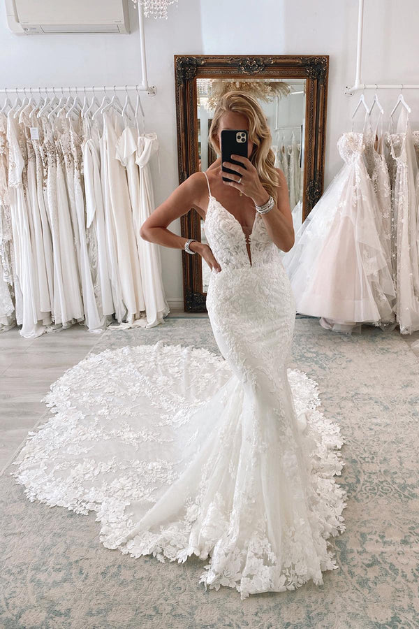 V-Neck Lace Wedding Dress - Chloe Dress