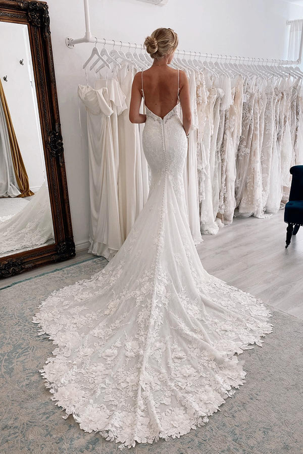 V-Neck Lace Wedding Dress - Chloe Dress