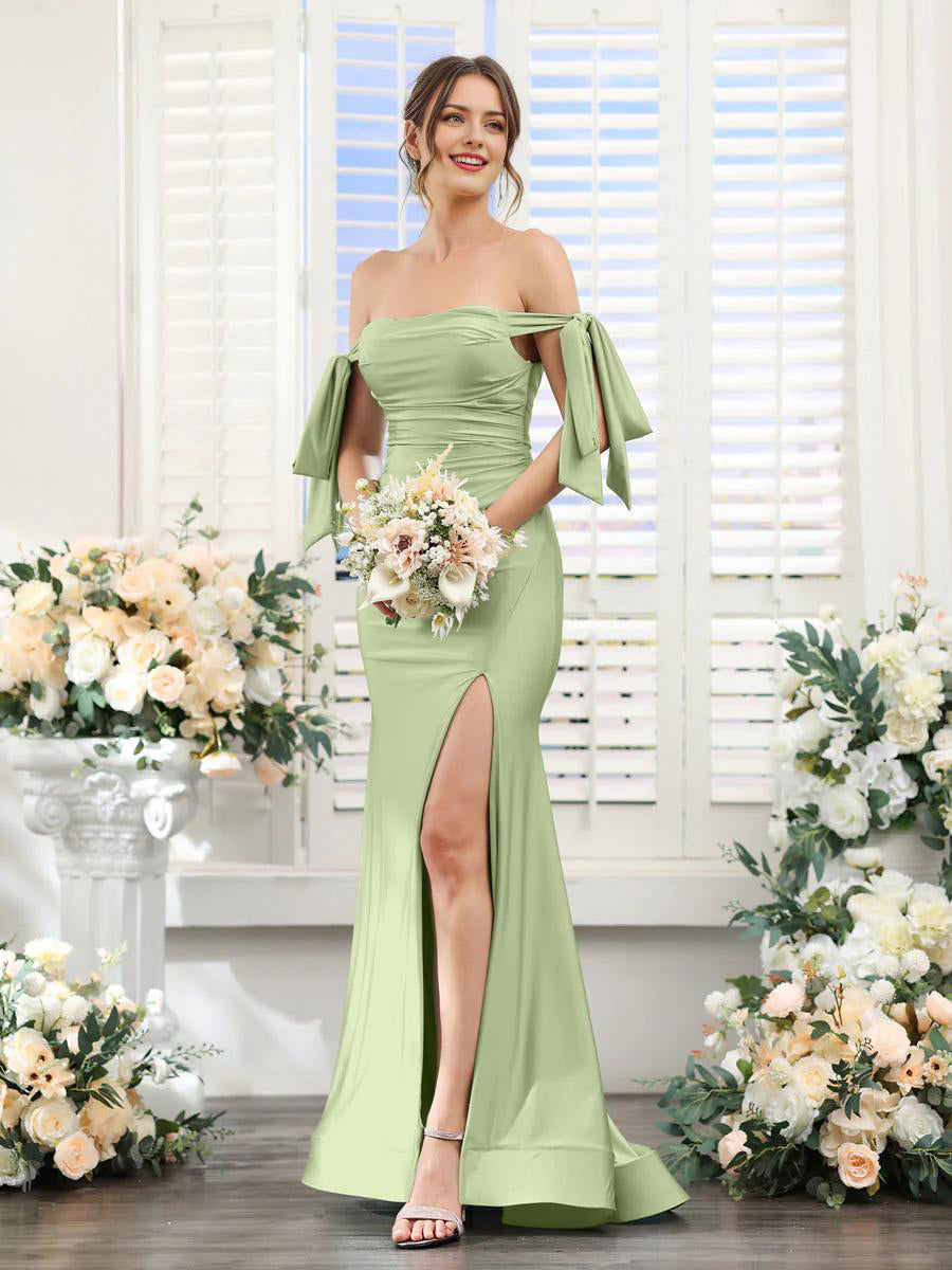 V-Neck Sleeveless High Slit Wedding Dress - Chloe Dress