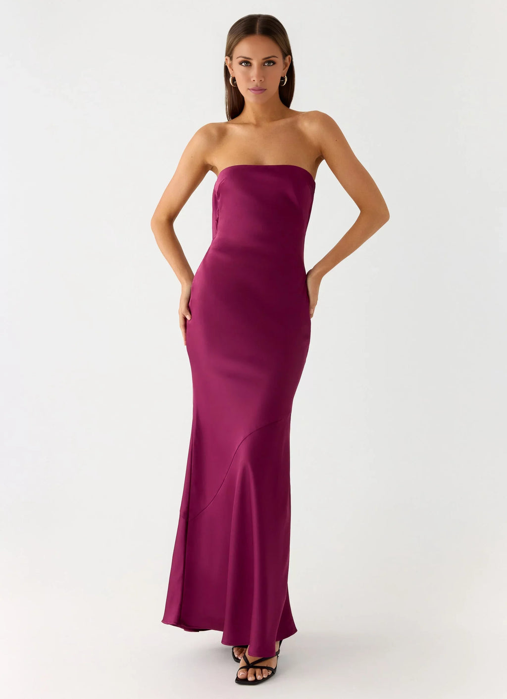 Mermaid Strapless Satin Sleeveless Backless Floor-Length Prom Dress - Chloe Dress