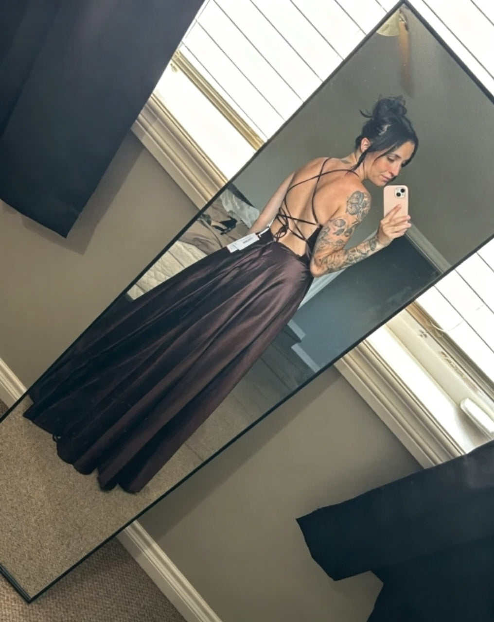 A-Line Spaghetti Strap Satin High Slit Floor-Length Evening Dress - Chloe Dress