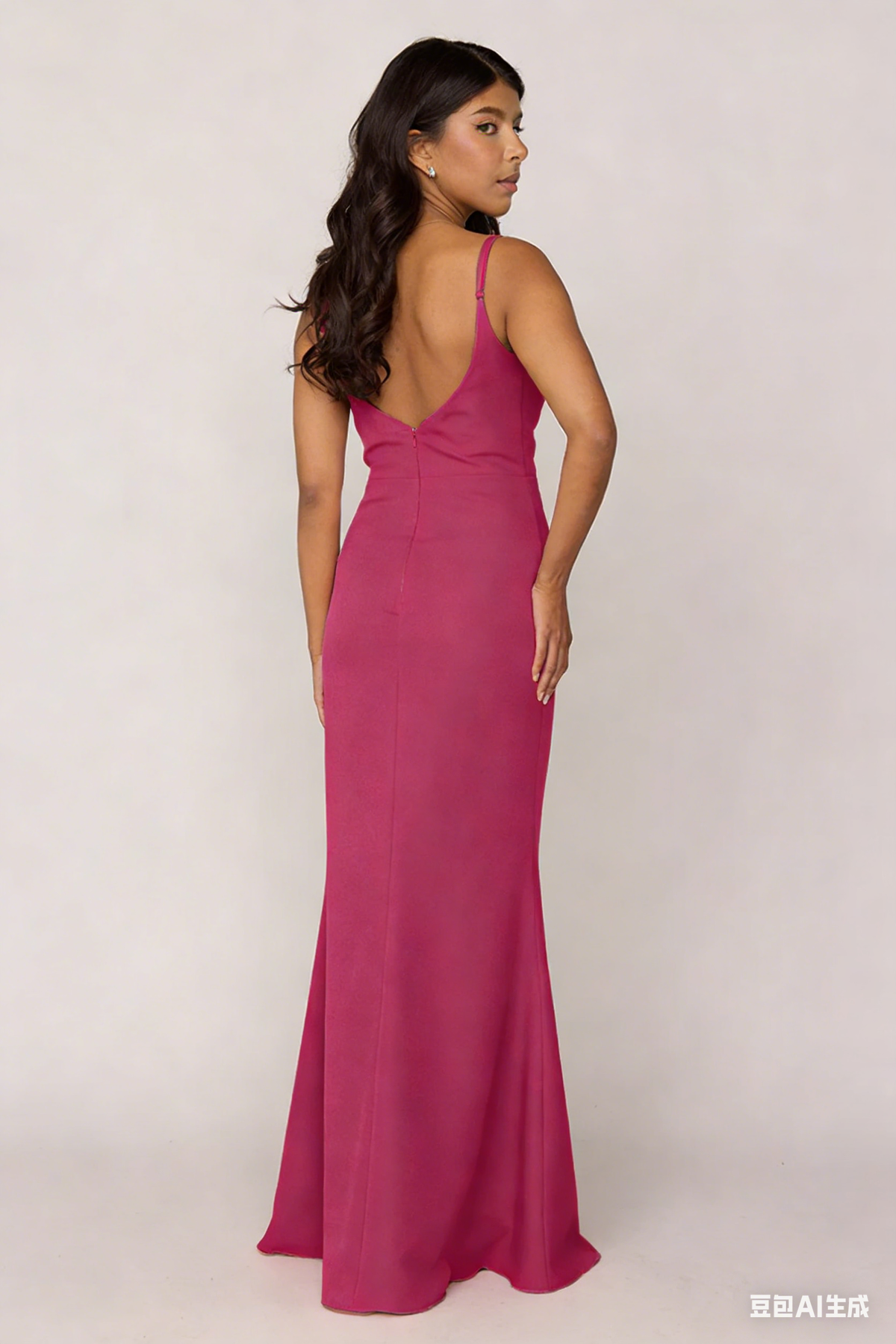 Mermaid V-Neck Satin Open Back Wedding Gown - Chloe Dress