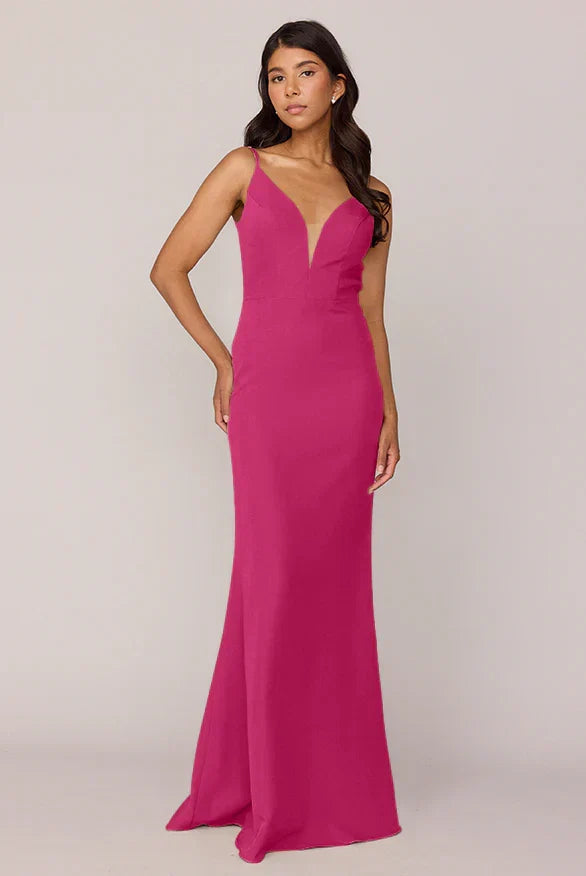Mermaid V-Neck Satin Open Back Wedding Gown - Chloe Dress