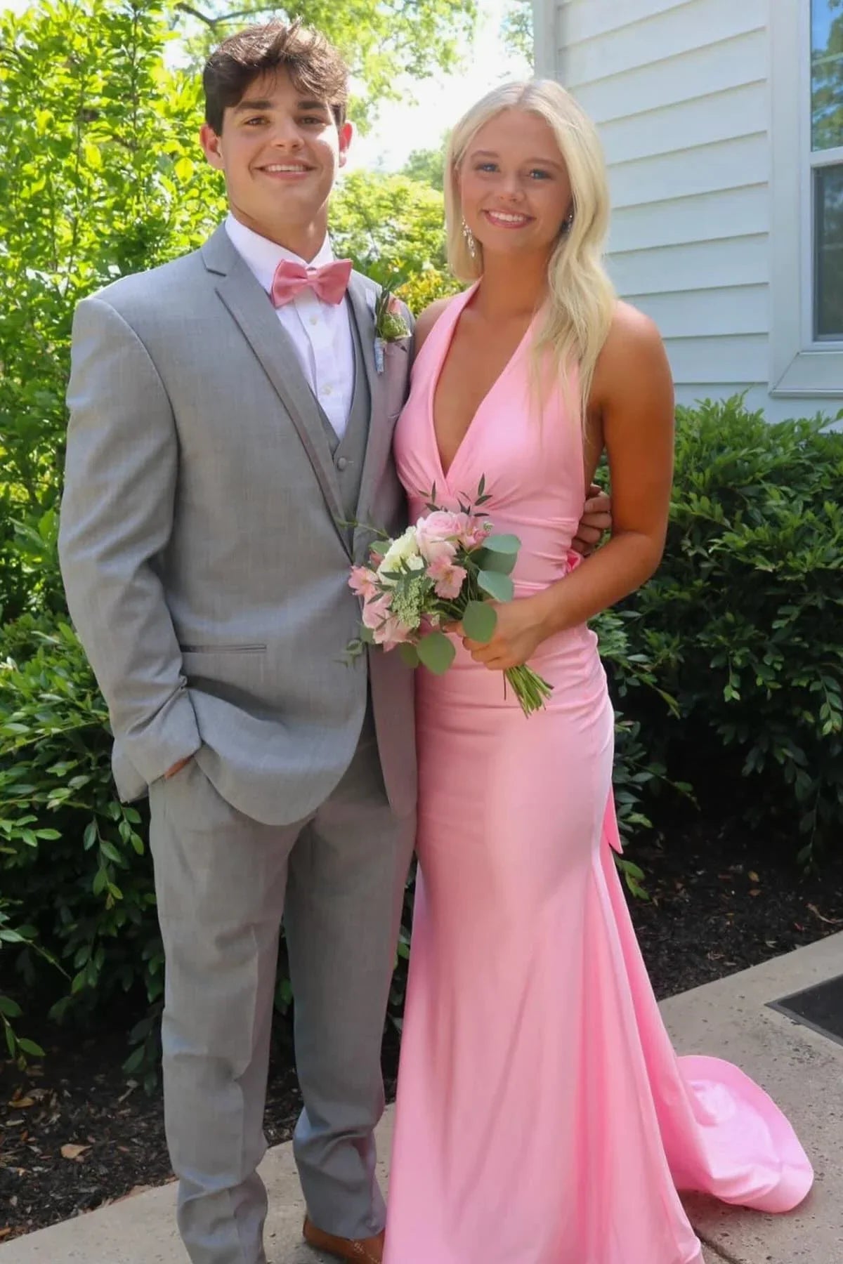 Mermaid Halter Satin Train Prom Dress - Chloe Dress