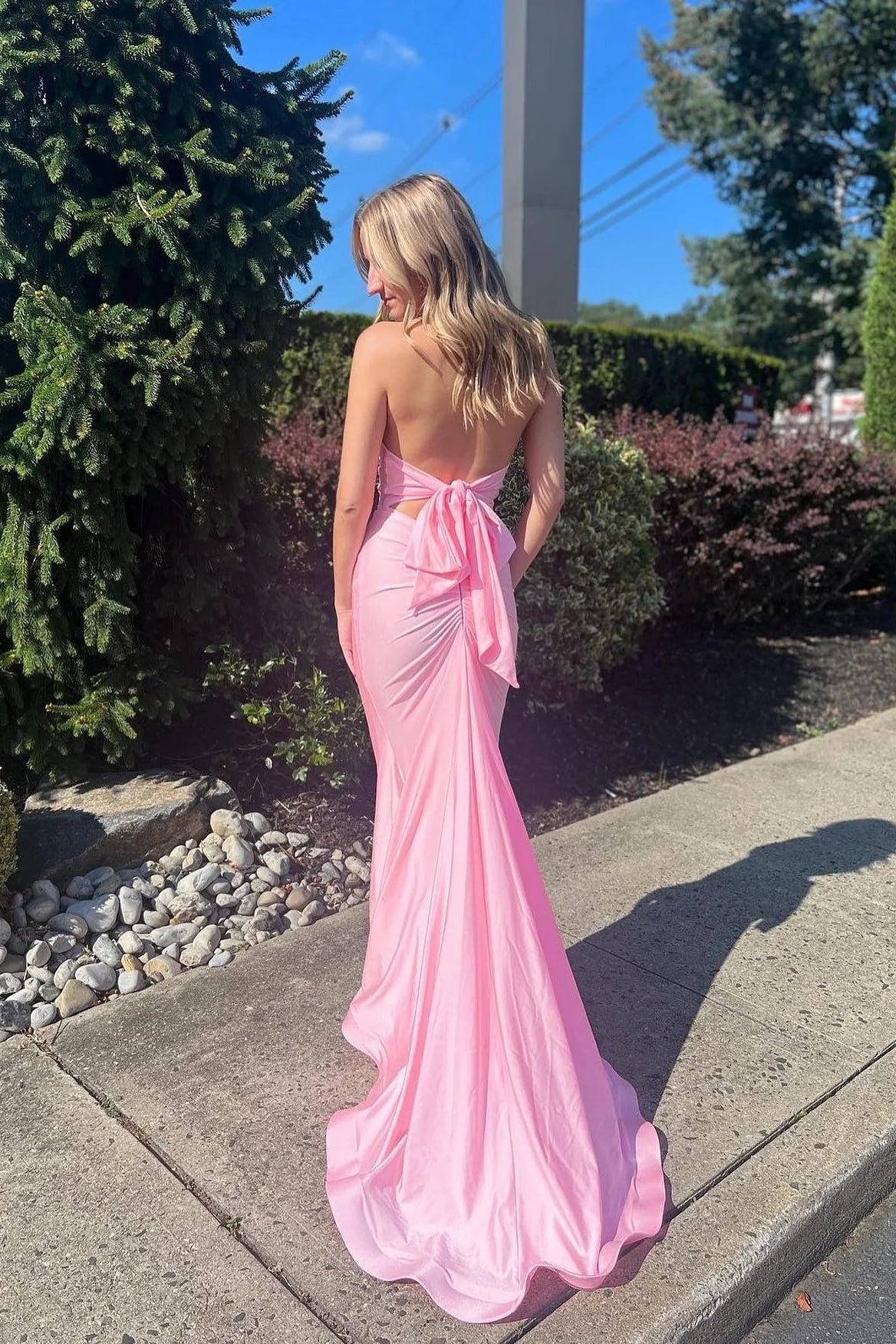 Mermaid Halter Satin Train Prom Dress - Chloe Dress