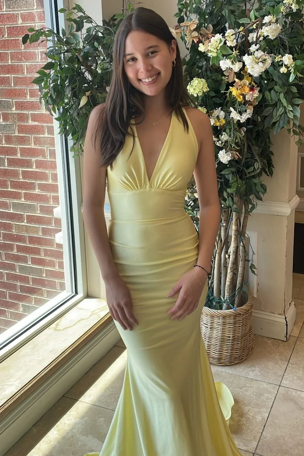 Mermaid Halter Satin Train Prom Dress - Chloe Dress