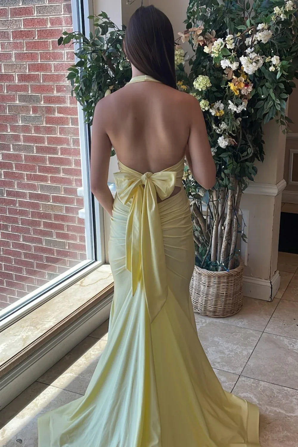 Mermaid Halter Satin Train Prom Dress - Chloe Dress