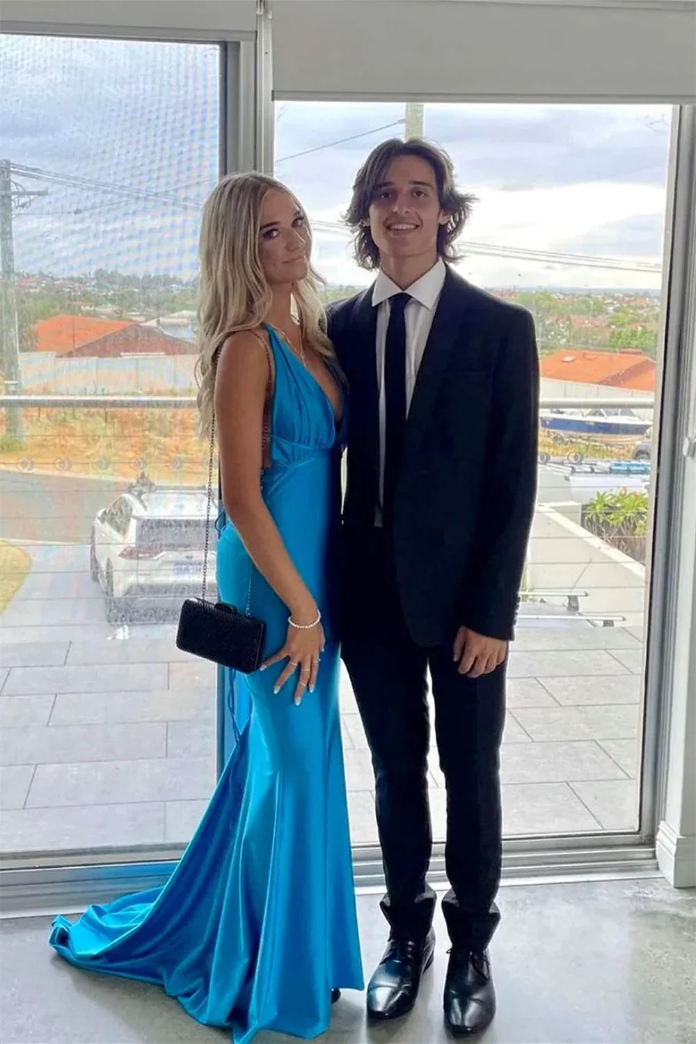 Mermaid Halter Satin Train Prom Dress - Chloe Dress
