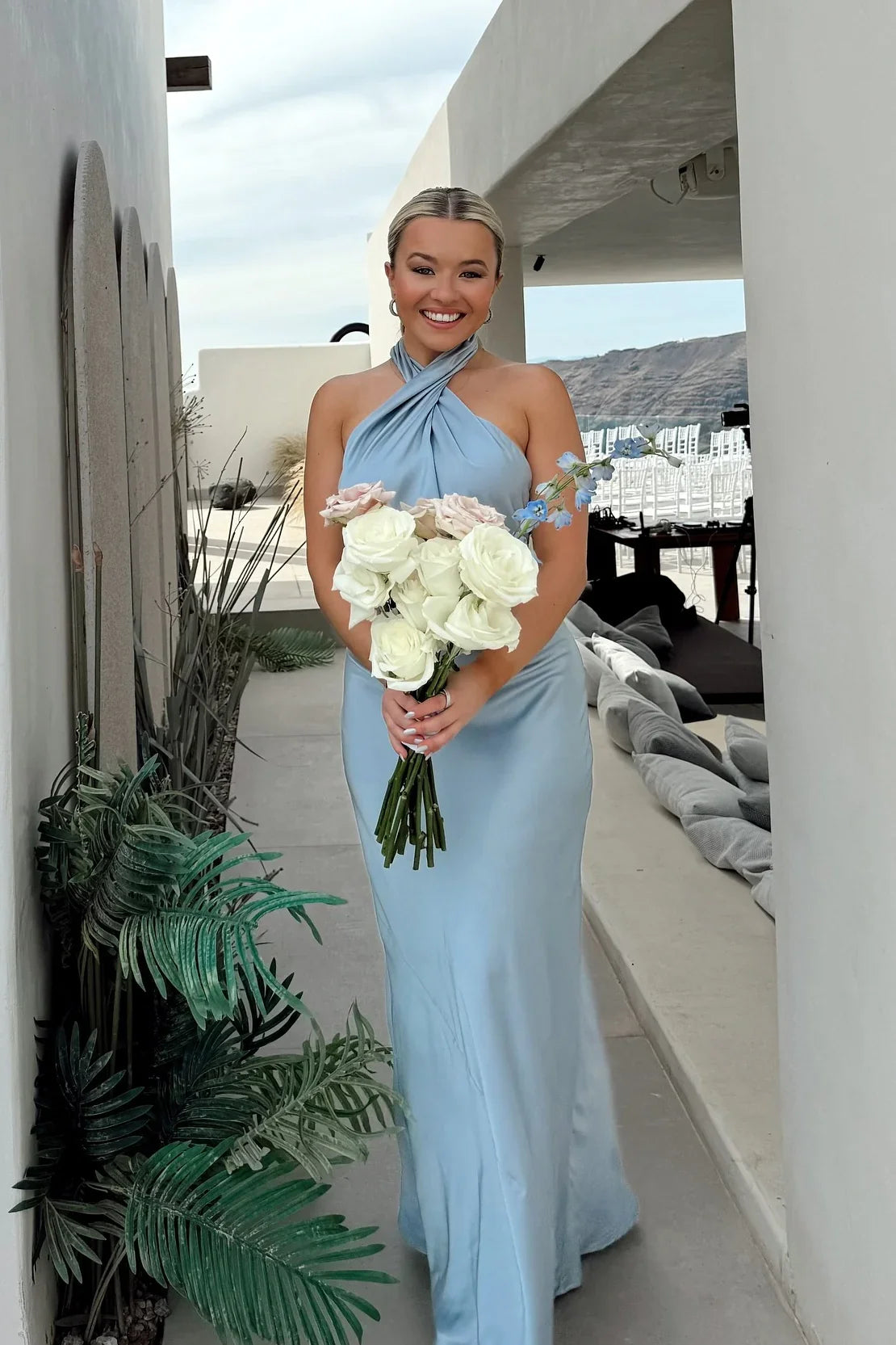 Halter Satin Open Back Floor-Length Prom Dress - Chloe Dress
