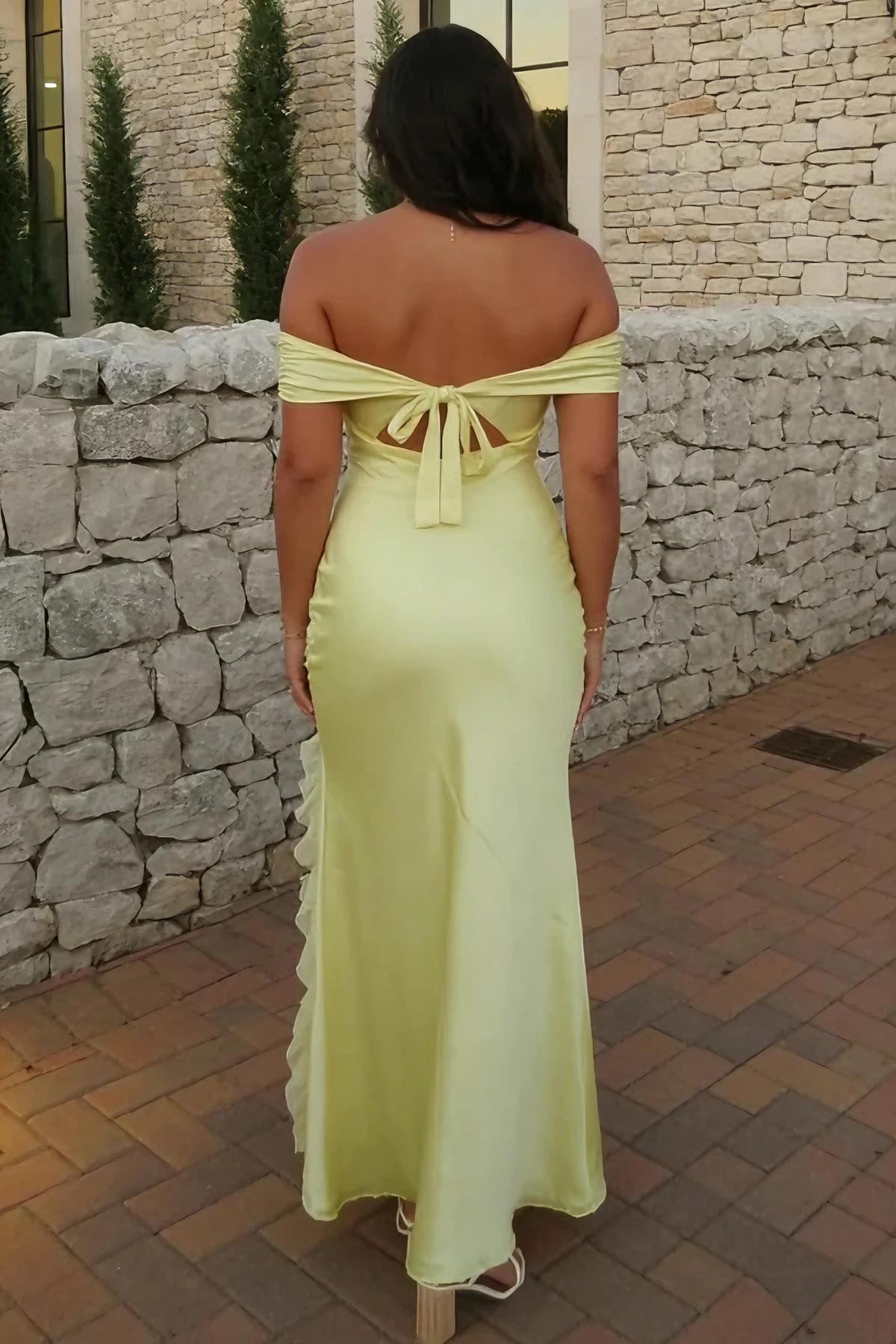 Mermaid Off-Shoulder Satin High Slit Floor-Length Evening Dress - Chloe Dress