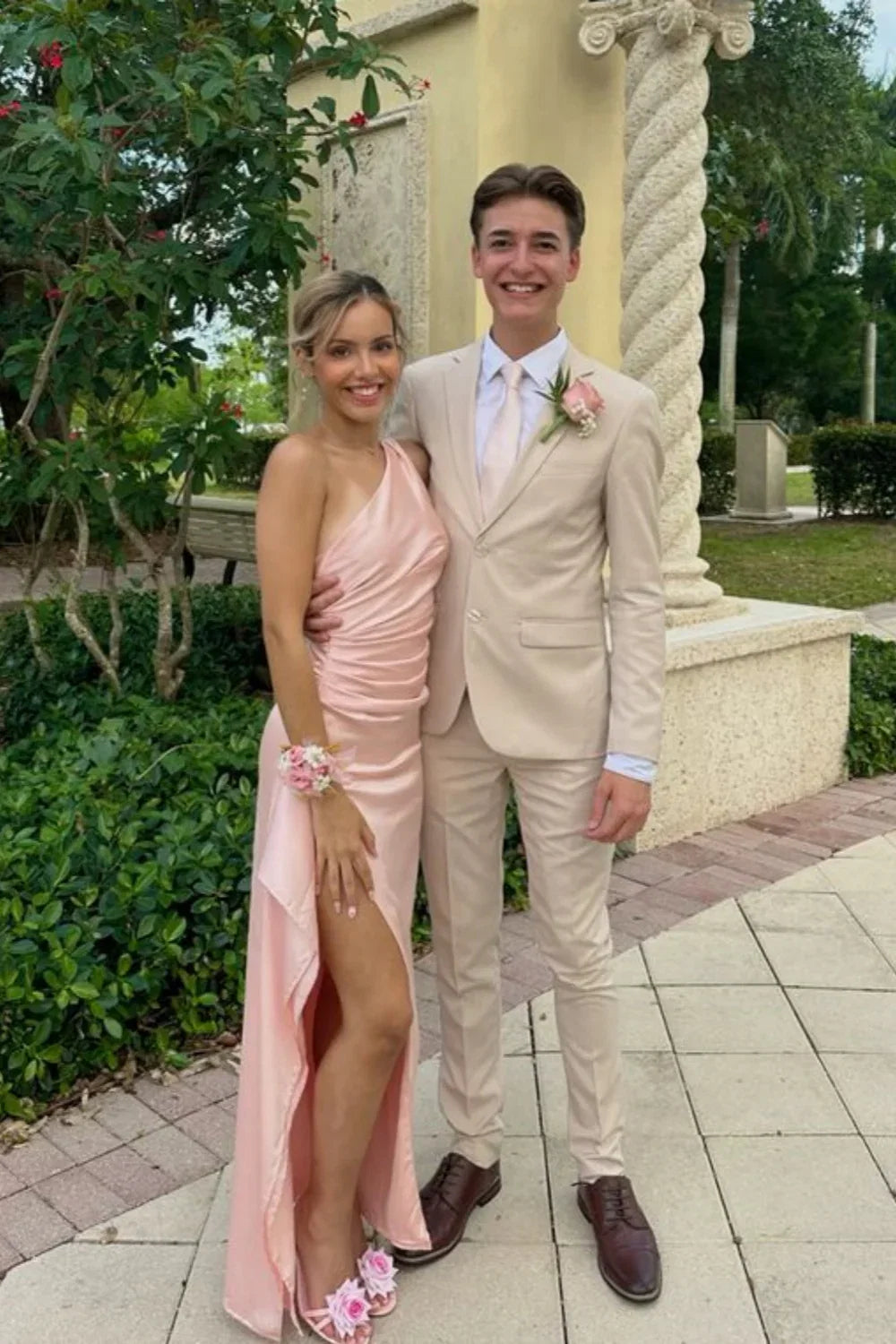 Mermaid One-Shoulder Satin High Slit Prom Dress - Chloe Dress