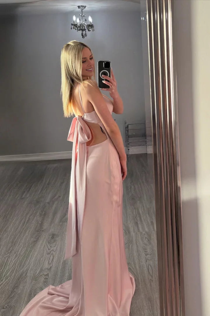 Mermaid One-Shoulder Satin High Slit Floor-Length Evening Dress - Chloe Dress