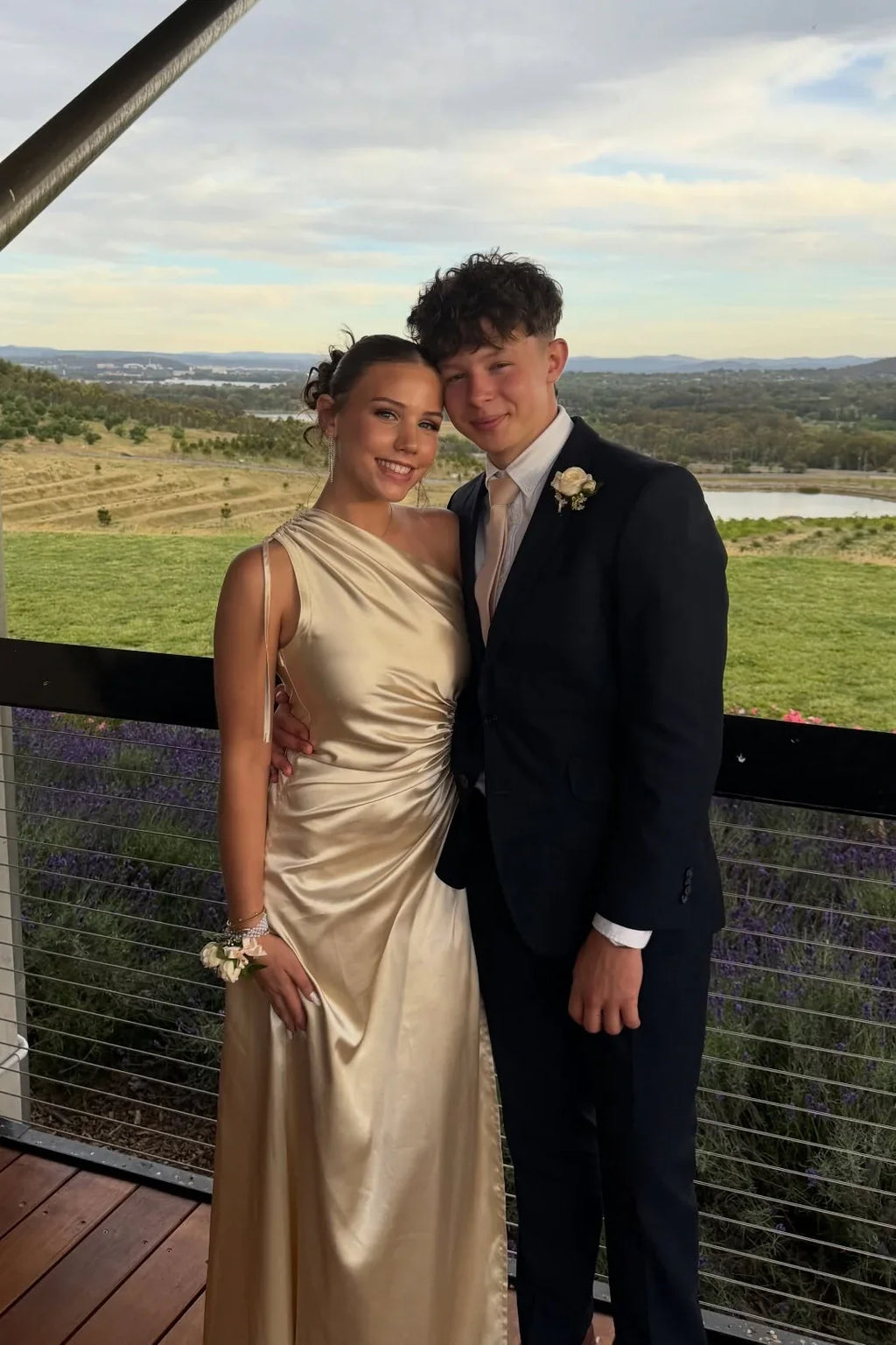 One-Shoulder Satin Cutout Floor-Length Prom Gown - Chloe Dress