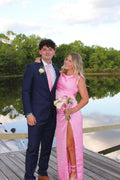 One-Shoulder Satin High Slit Floor-Length Prom Dress - Chloe Dress