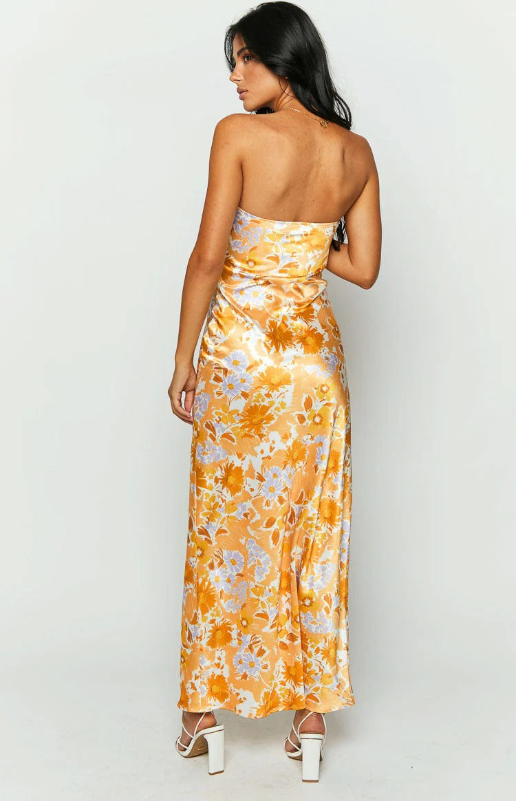 Satin Open Back Formal Dress - Chloe Dress