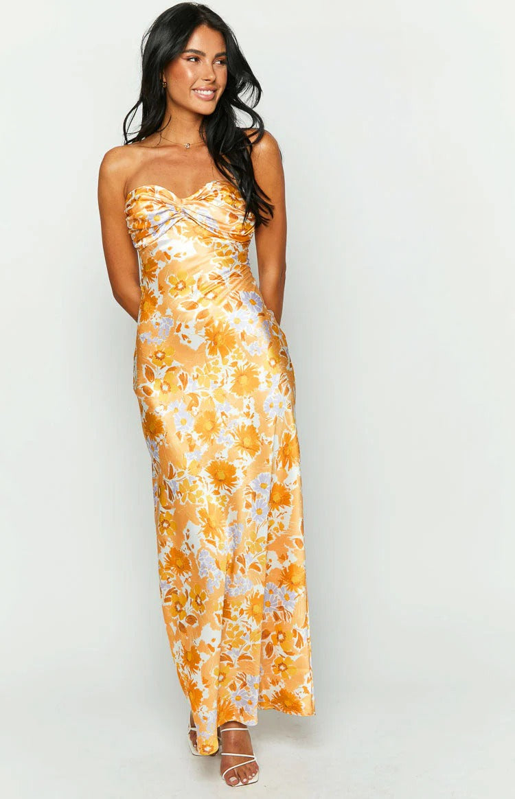 Satin Open Back Formal Dress - Chloe Dress