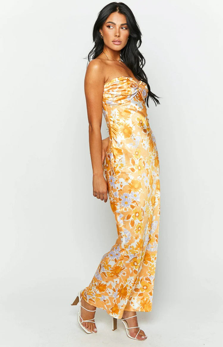 Satin Open Back Formal Dress - Chloe Dress