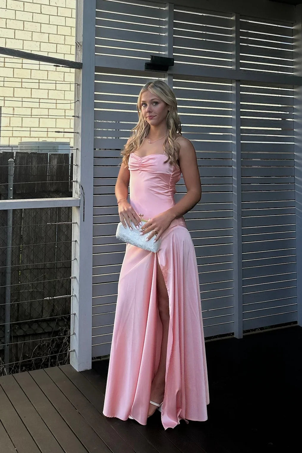 Sheath Sweetheart Satin High Slit Floor-Length Prom Dress - Chloe Dress