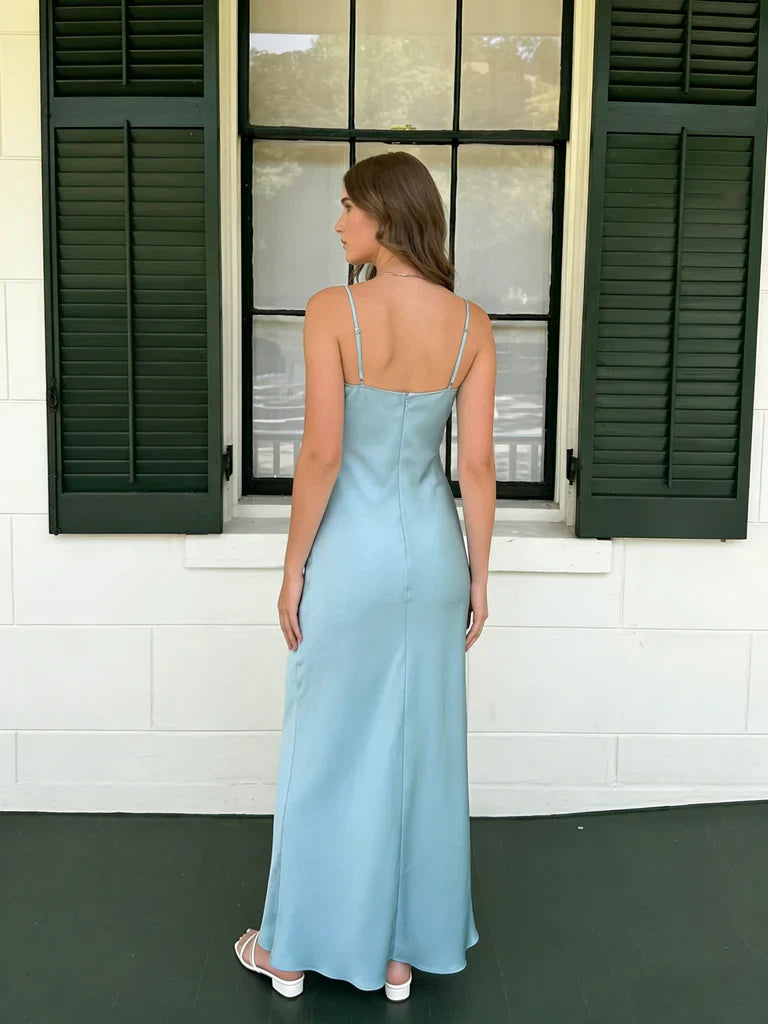 Spaghetti Strap Satin Floor-Length Evening Dress - Chloe Dress