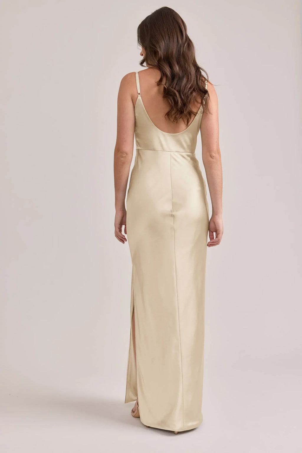 Sheath Spaghetti Strap Satin High Slit Floor-Length Wedding Dress - Chloe Dress