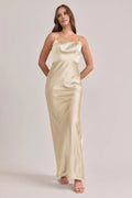 Sheath Spaghetti Strap Satin High Slit Floor-Length Wedding Dress - Chloe Dress