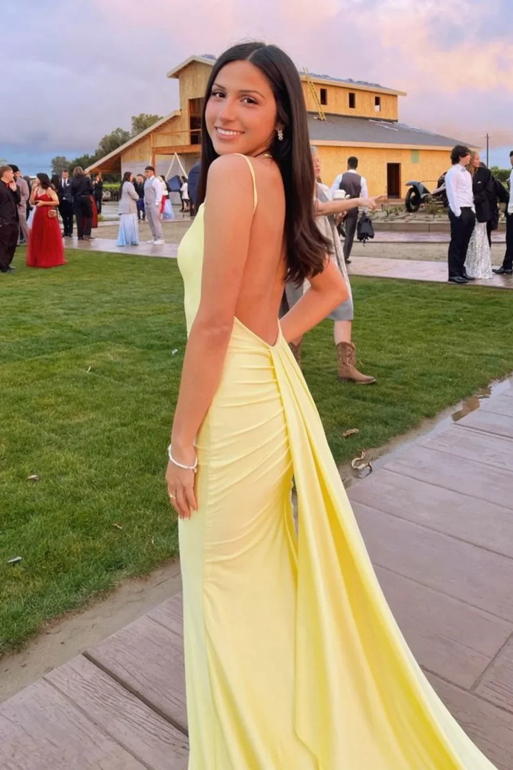 Sheath Sweetheart Satin Draped Floor-Length Prom Dress - Chloe Dress