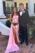 Strapless Satin High Slit Prom Dress - Chloe Dress