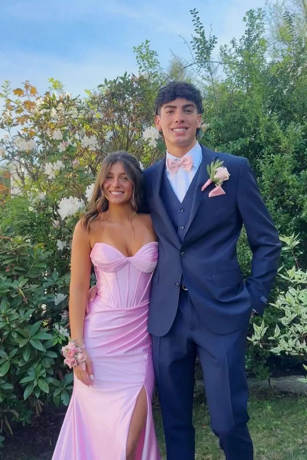 Mermaid Sweetheart Satin Lace-Up Back High Slit Prom Dress - Chloe Dress
