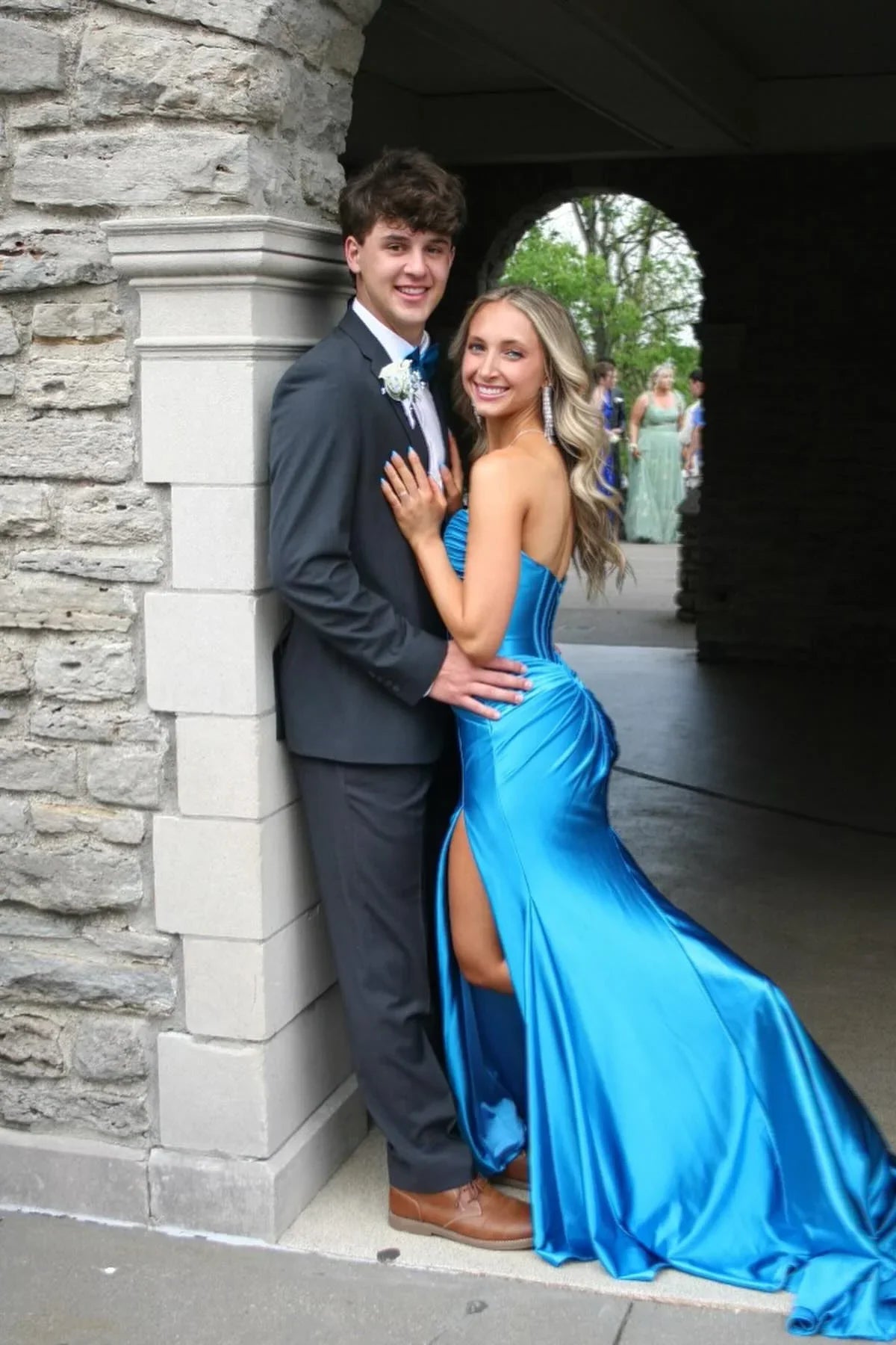 Mermaid Sweetheart Satin High Slit Prom Dress - Chloe Dress