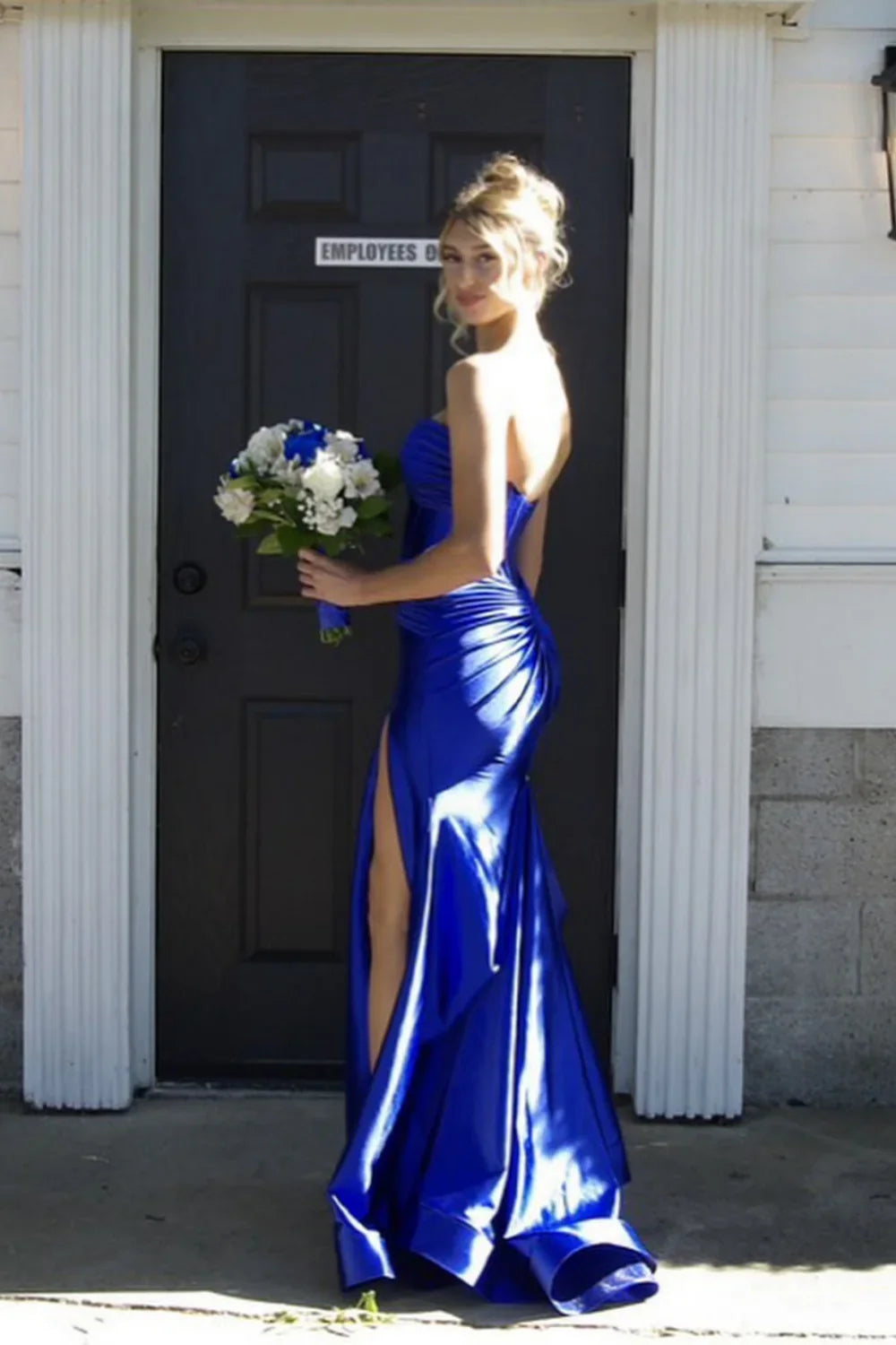 Mermaid Sweetheart Satin High Slit Prom Dress - Chloe Dress