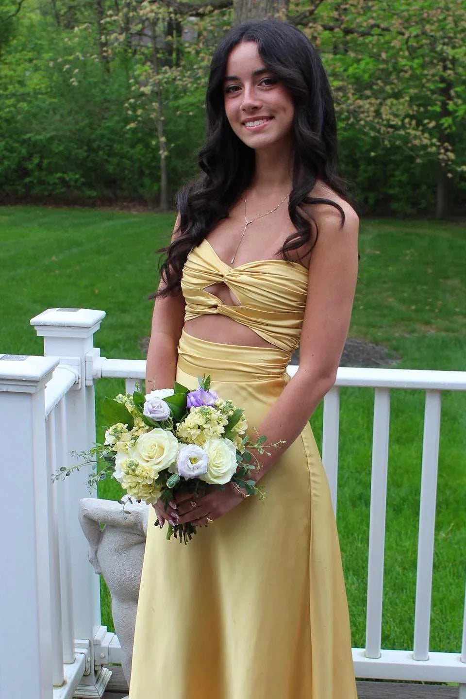 Sheath Strapless Satin Cutout Floor-Length Prom Dress - Chloe Dress